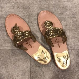 Jack Rogers gold glitter sandals